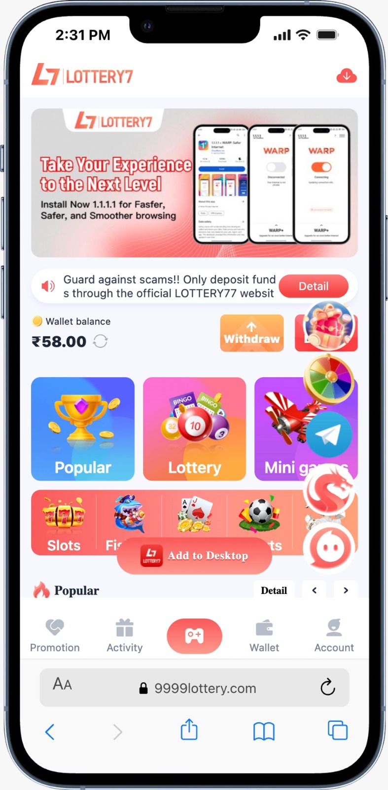 Lottery7 Login & Registration Screen – Easy Access to Play
